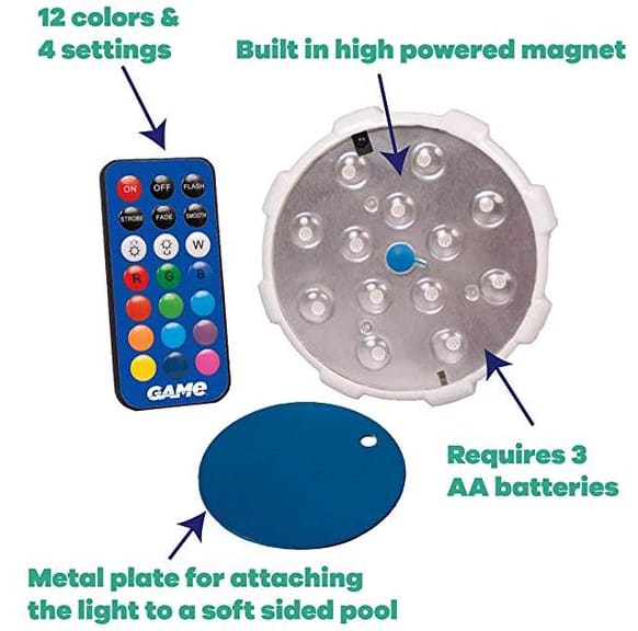 GAME 4307 Magnetic Pool Wall Light w/ Remote Control