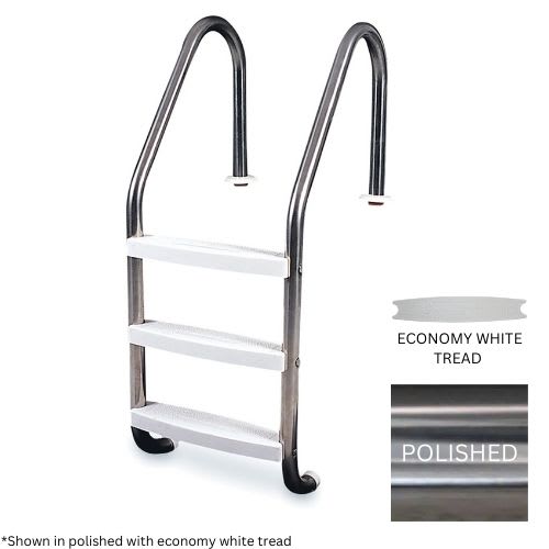 Global GPP-LD-E49-3ST-SS-EW 3 Tread Economy Ladder .049 with White Treads