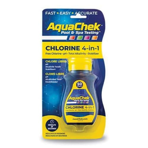 Aquachek511242A Yellow Chlorine 4-In-1 Test Strips, 50 Strips