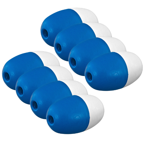 Pentair R181016. Blue and White. 3in x 5in Oval Flat. Fit 1/2 in Rope. 8 pack