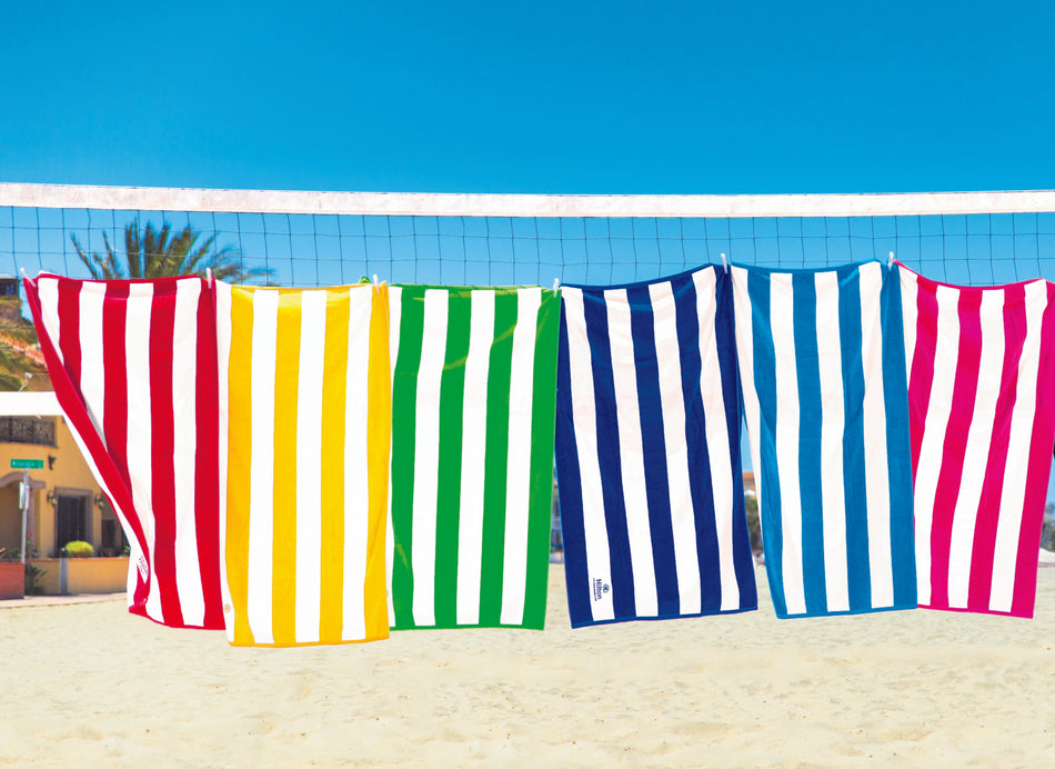 FatTowels - Premium Cabana Stripe, Velour Beach Towel in Vibrant Colors - 35"x60"